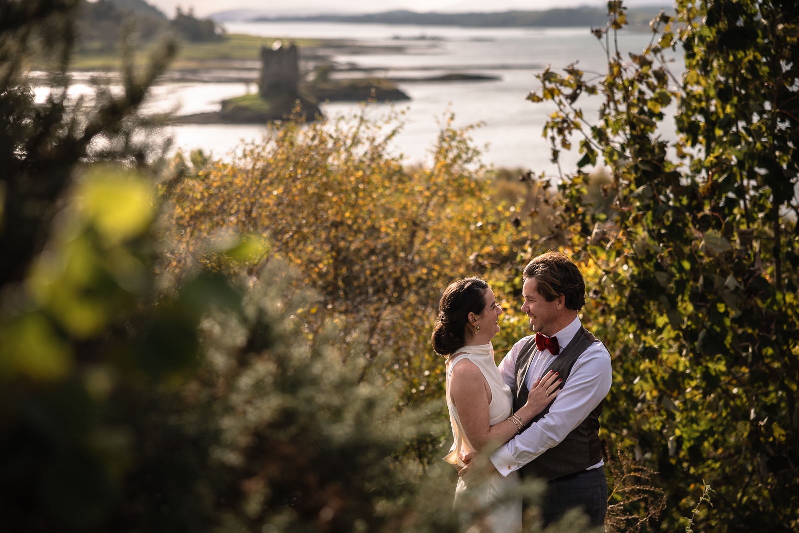 Eloping by Castle in Highlands Scotland with Wedding Photographer