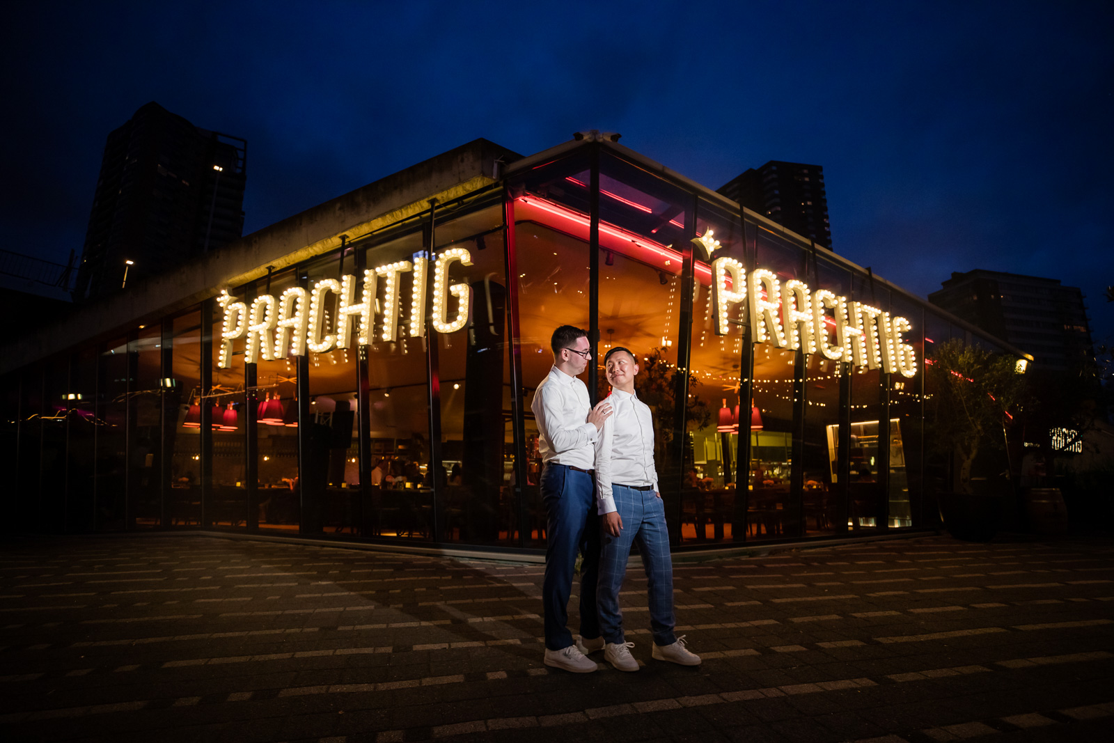 Avond fotoshoot homohuwelijk door bruidsfotograaf Rotterdam