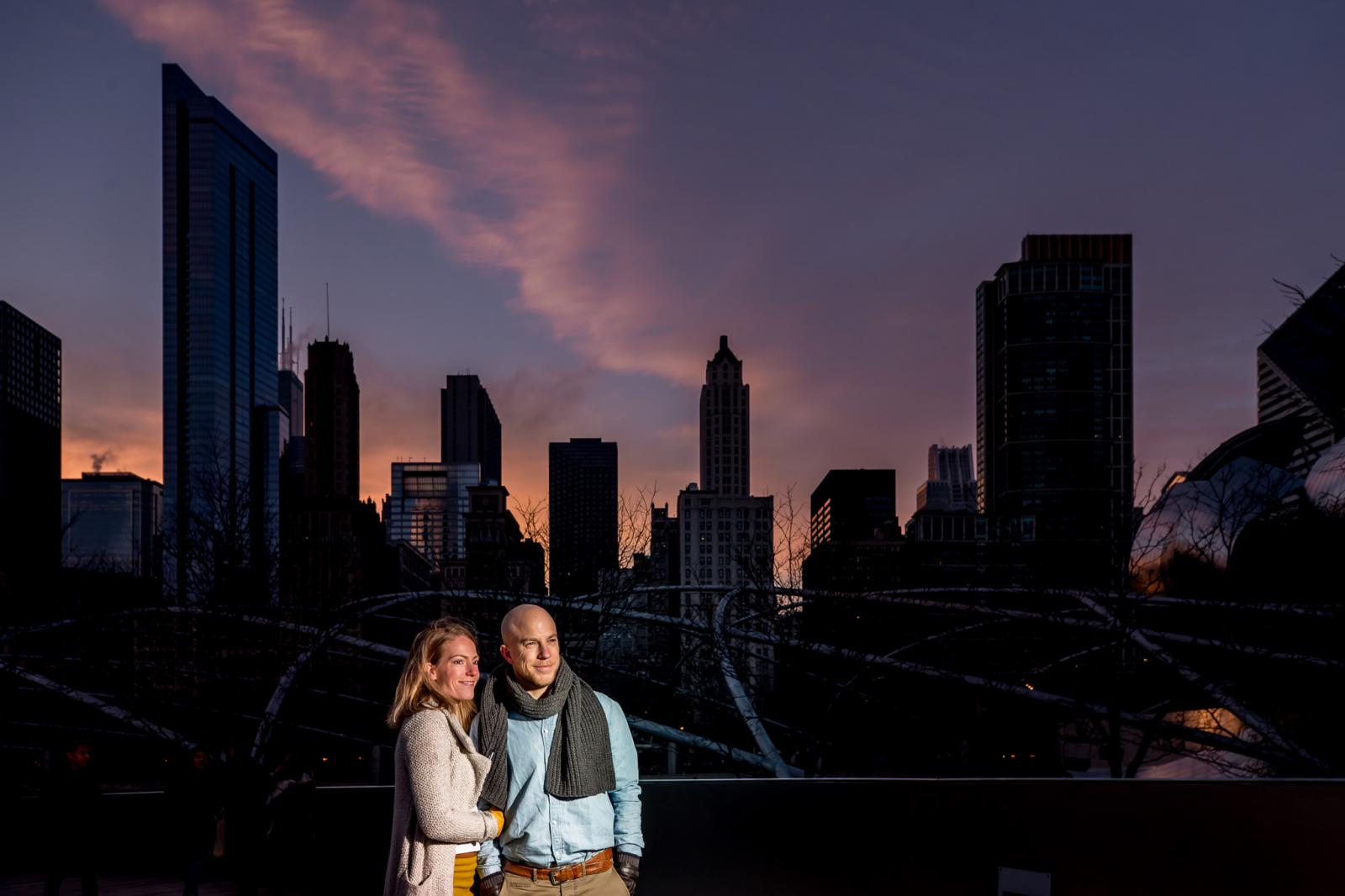 Sunset Loveshoot Millenium Park Chicago