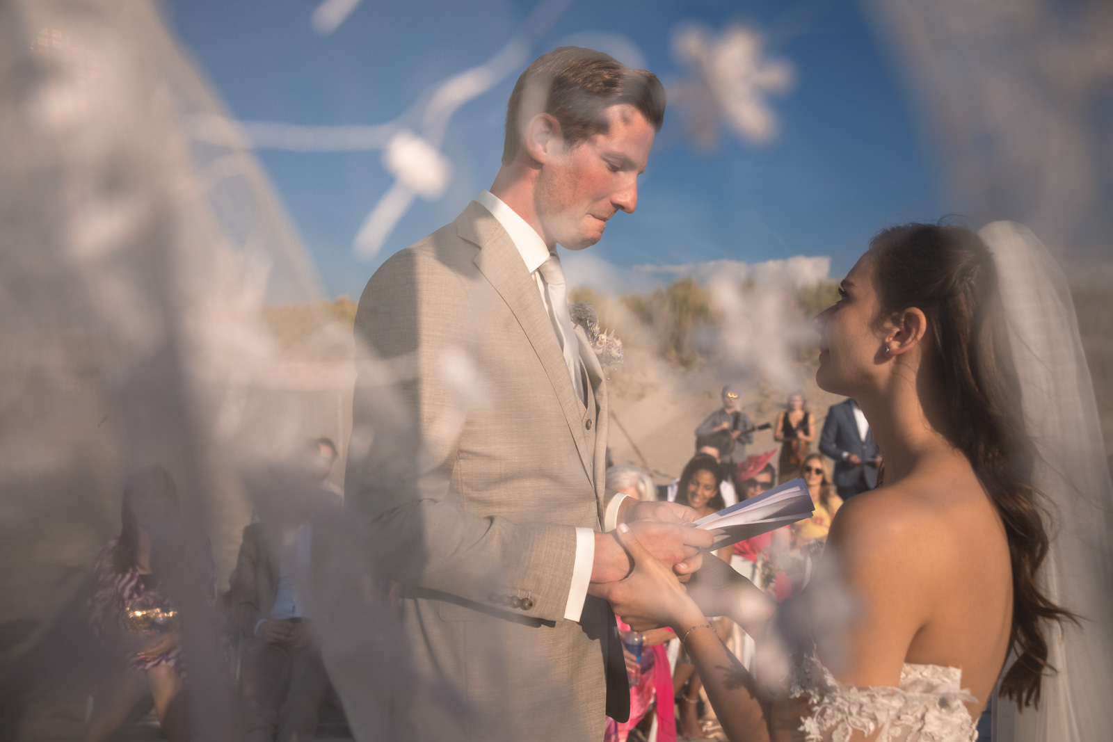 Emotional vows during Intimate Beach Wedding Photographer