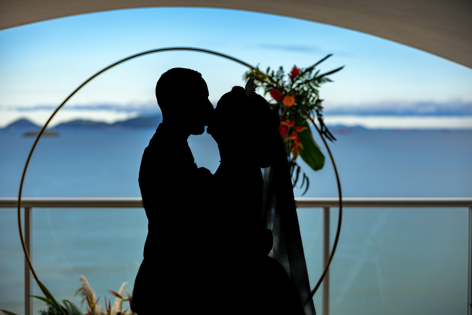 Destination wedding photographer Panama first kiss bride and groom