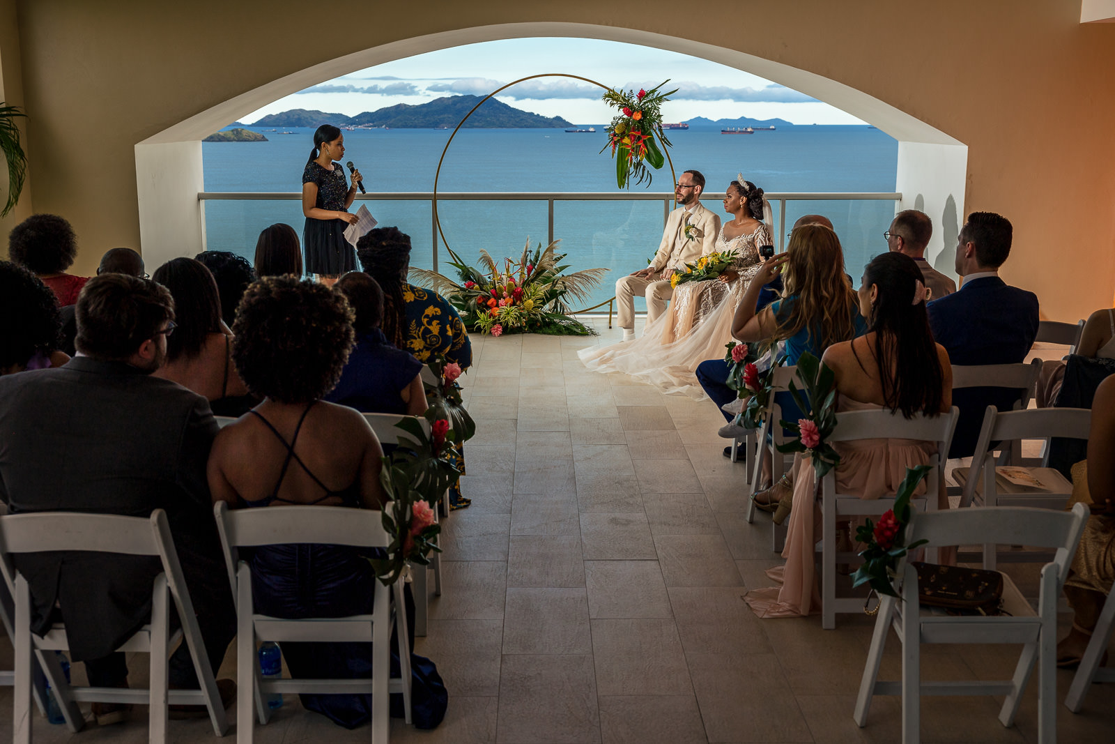 Destination wedding photographer Panama ceremony setup