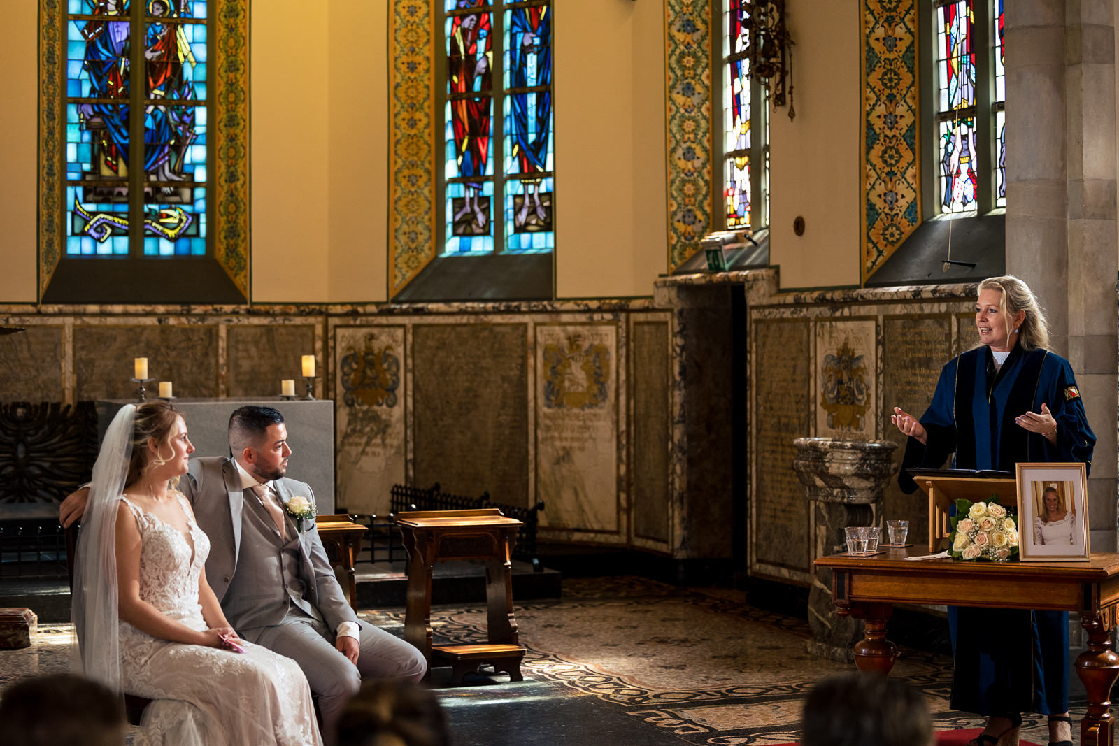 Trouwfotograaf Kasteel de Haar trouwceremonie in de kapel