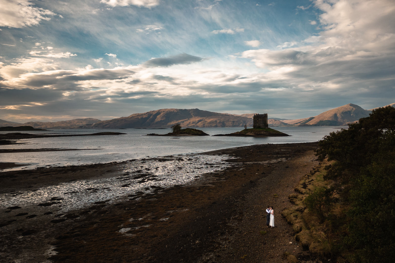 Eloping in Highlands Scotland during sunset with Wedding Photographer