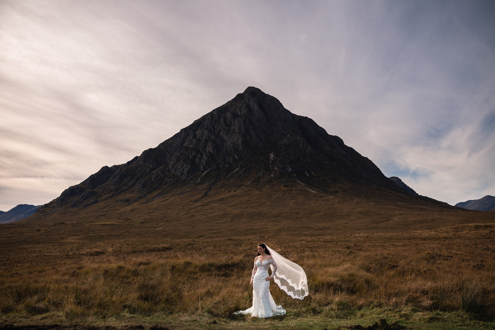 Wedding photographer Highlands Scotland Glencoe Mountain Bride