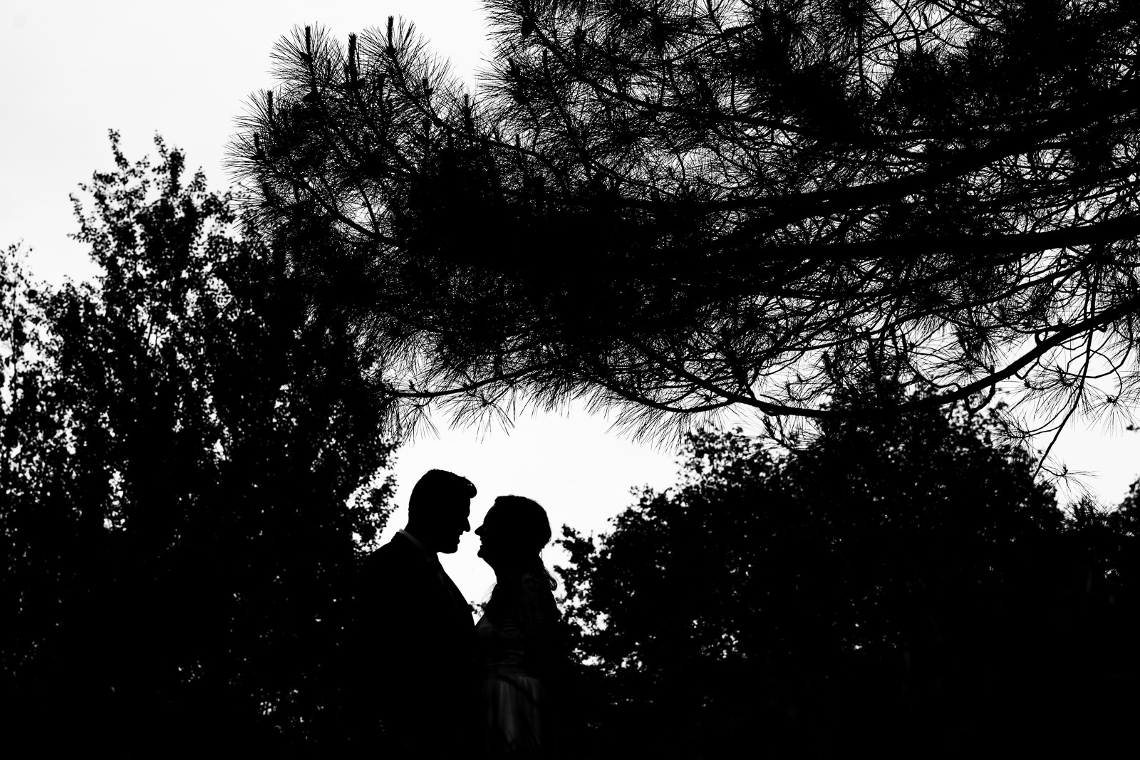 Trouwfotograaf Den Haag silhouette bruidspaar