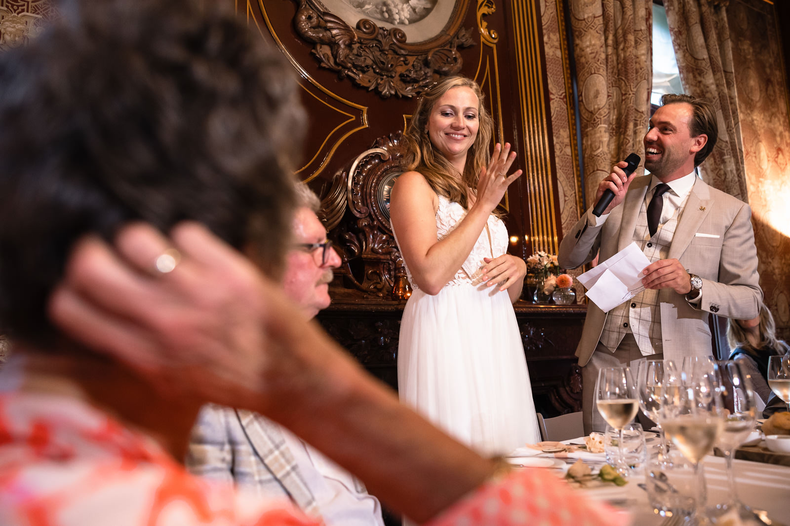 Welkomst woord bruidspaar bij diner Kasteel Oud Poelgeest 