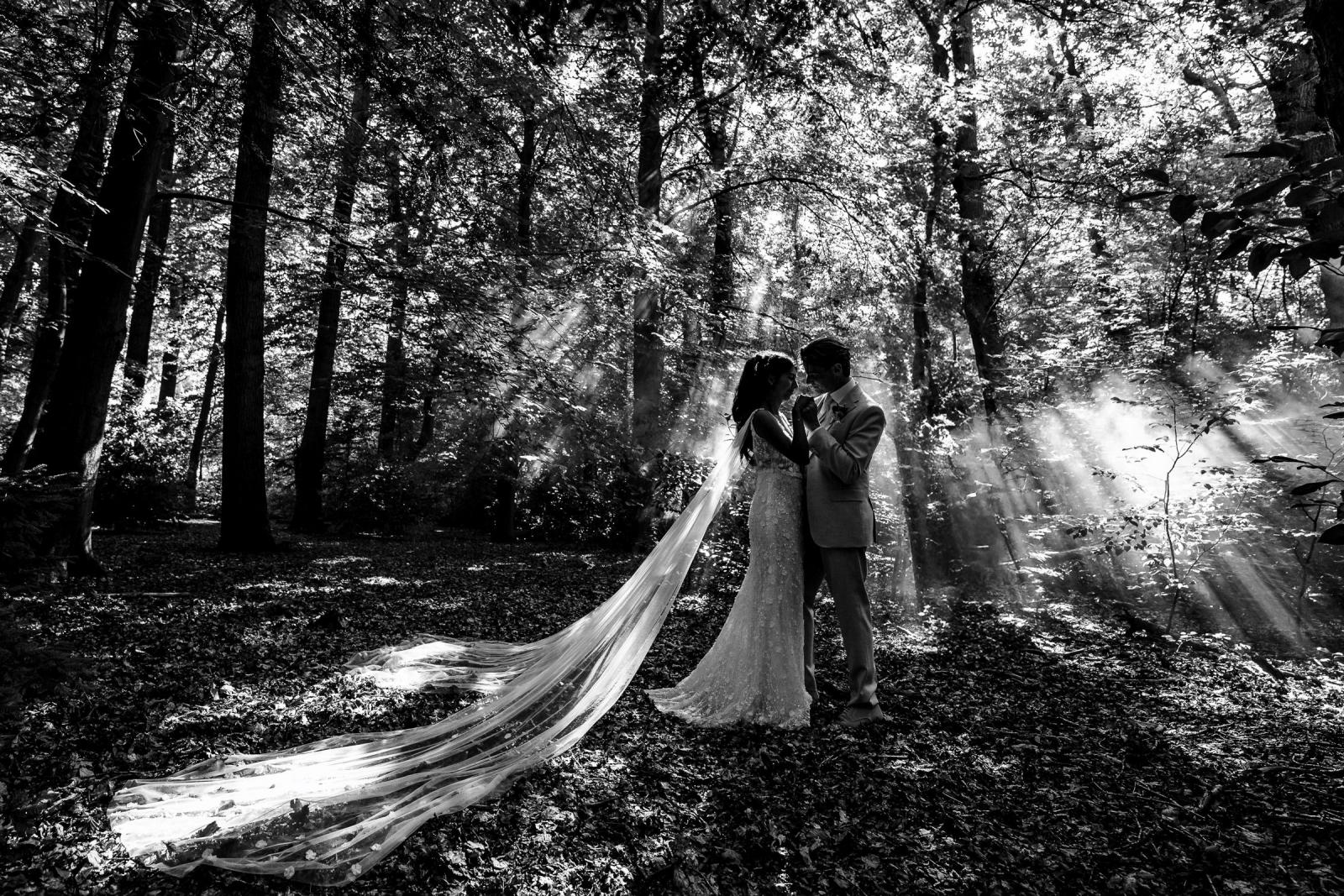 Foto moment bruidspaar op kasteel landgoed trouwfotograaf Paco van Leeuwen