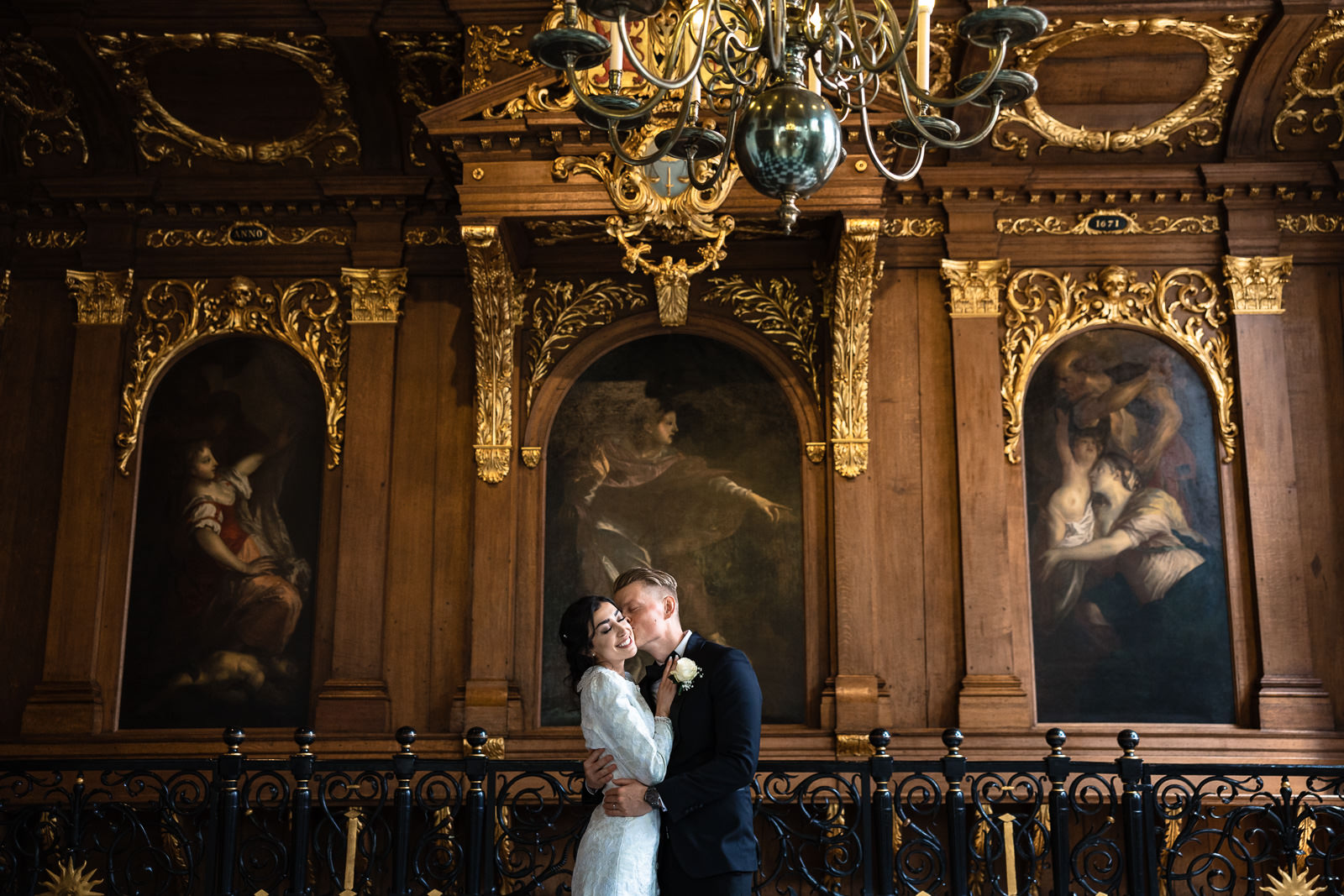 Bride and Grom in old city hall Wedding photographer The Hague 