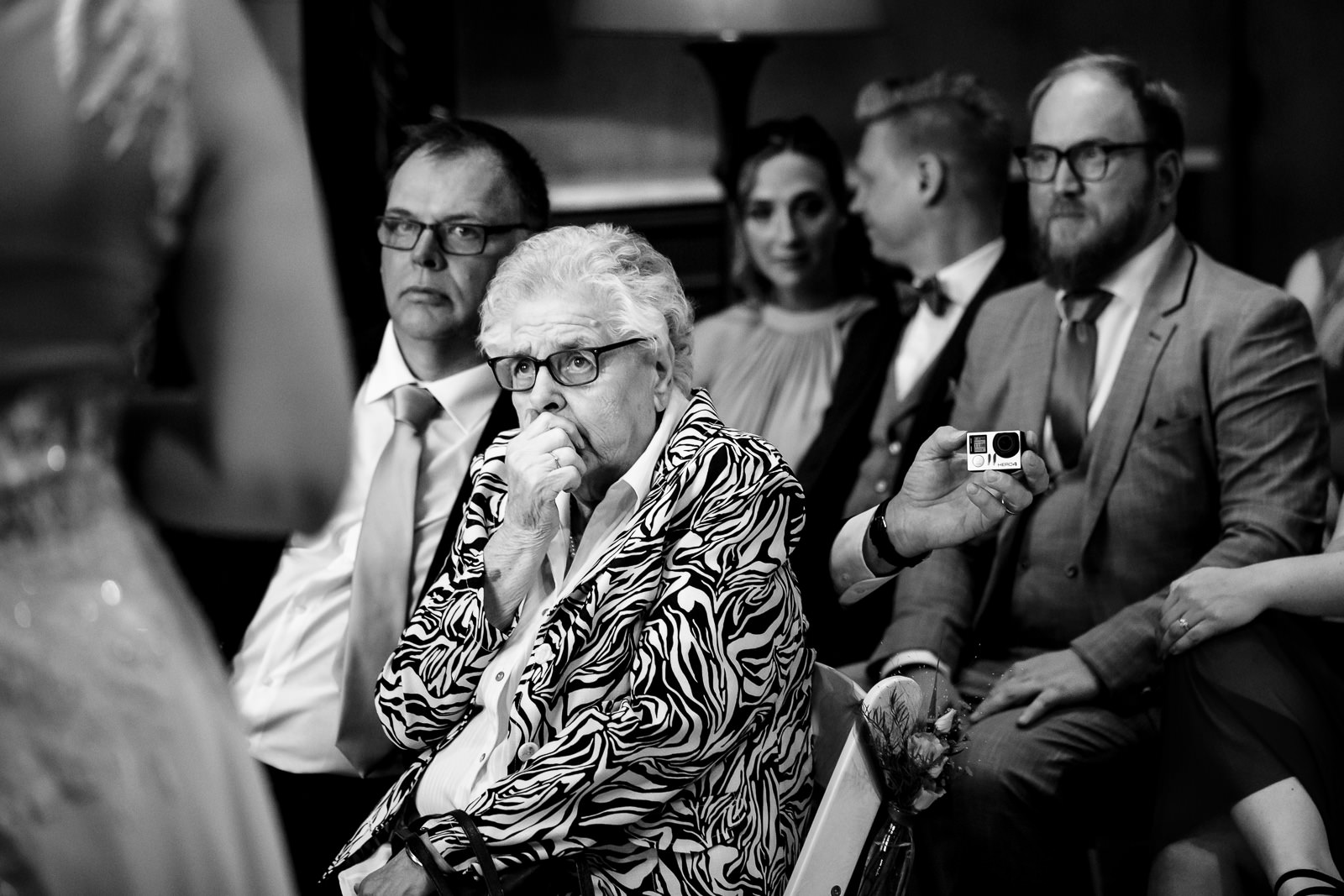 grandma at wedding ceremony by wedding photographer The Hague