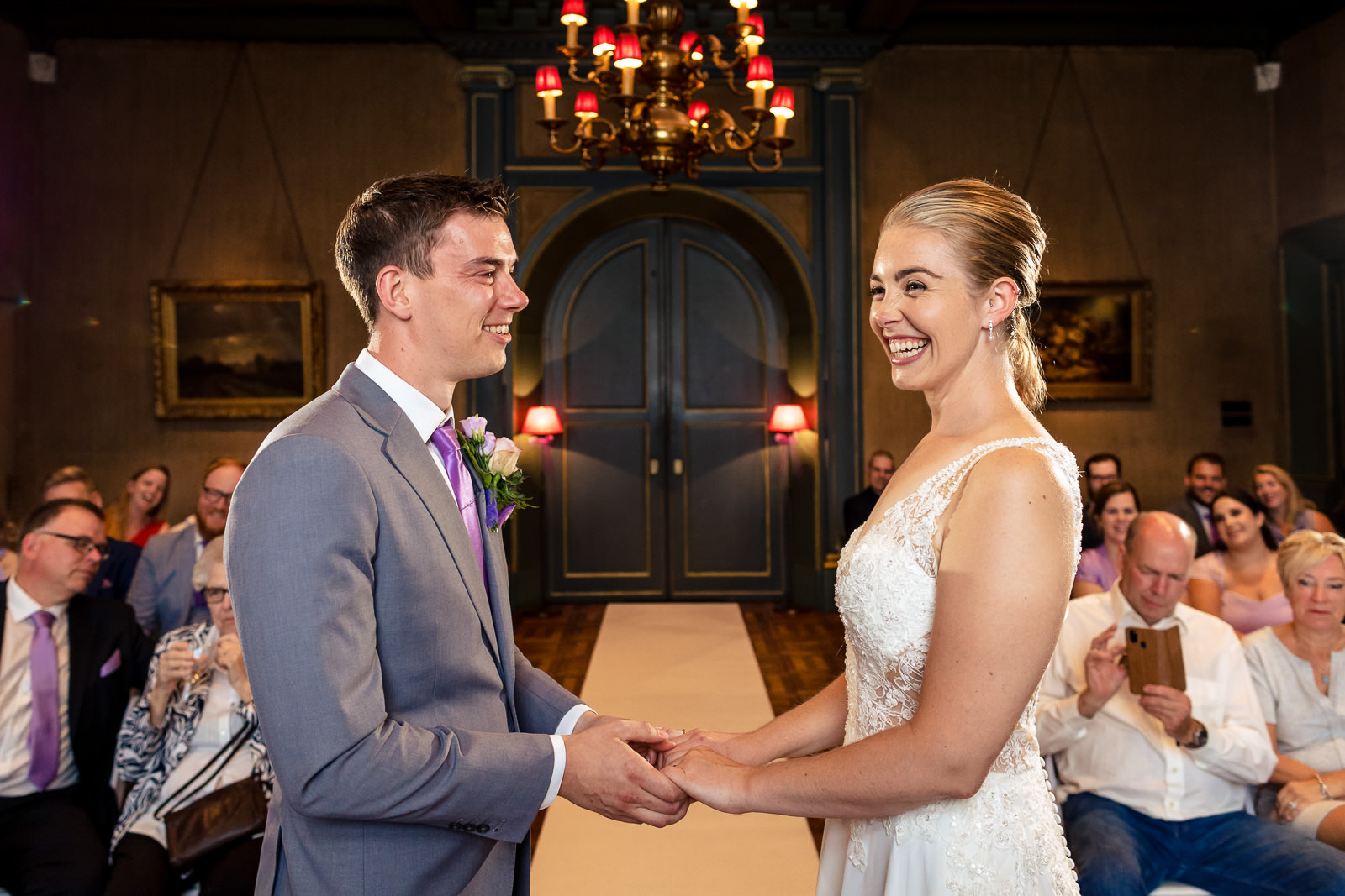 bride and groom at wedding ceremony by wedding photographer The Hague