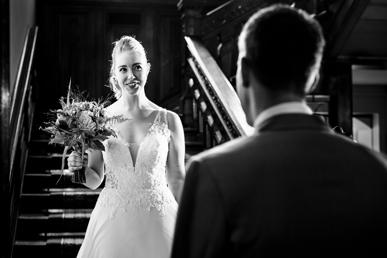 Firstlook moment bride and groom by wedding photographer The Hague