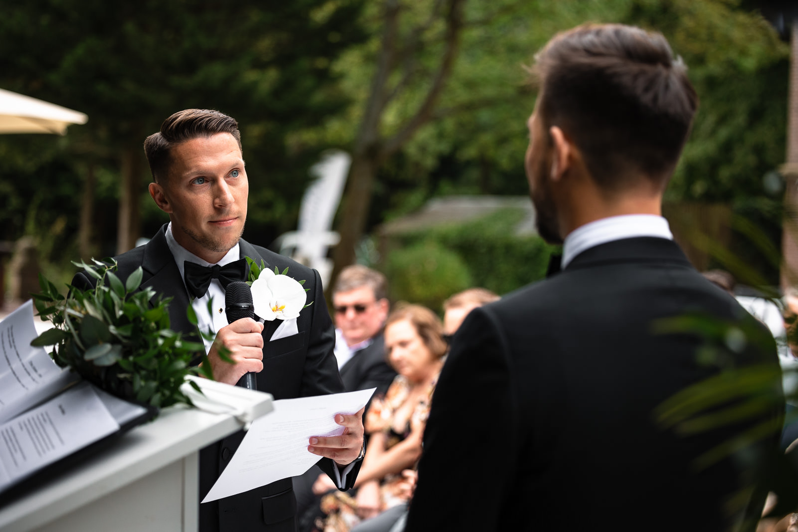 Groom vows same sex wedding at a castle