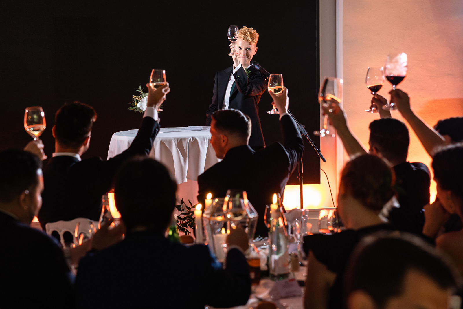 Toast during dinner same sex wedding