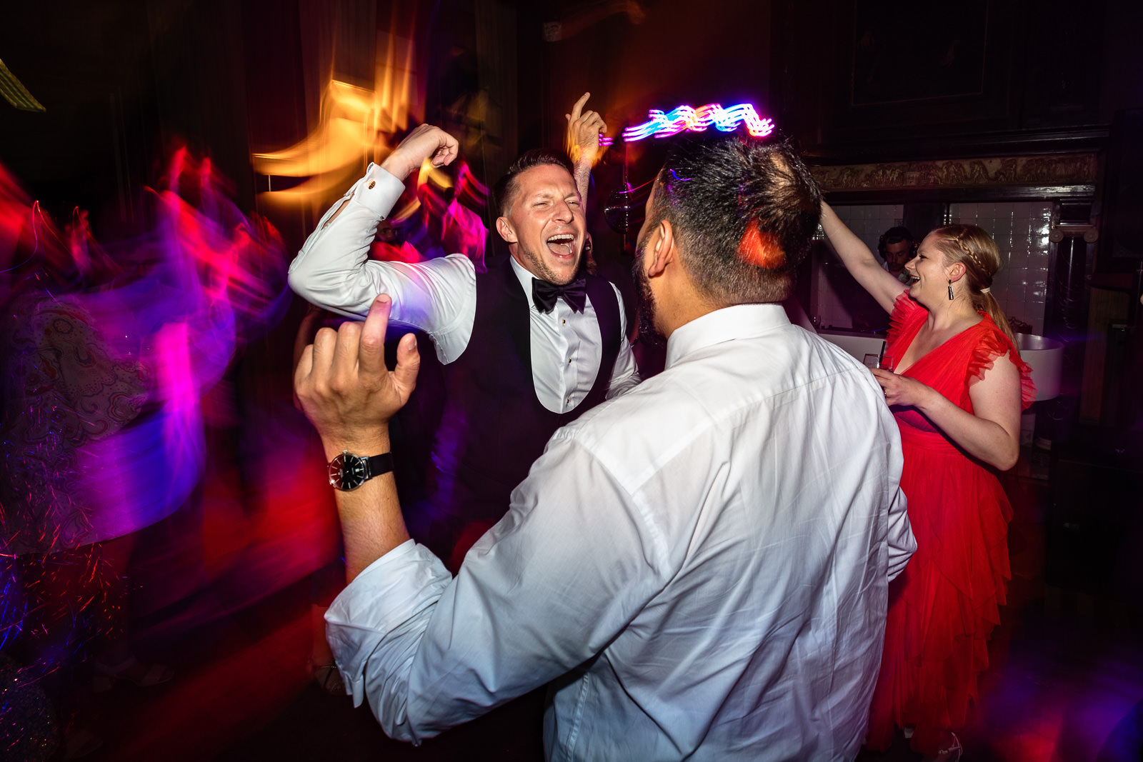 Groom partying hard during same sex wedding party